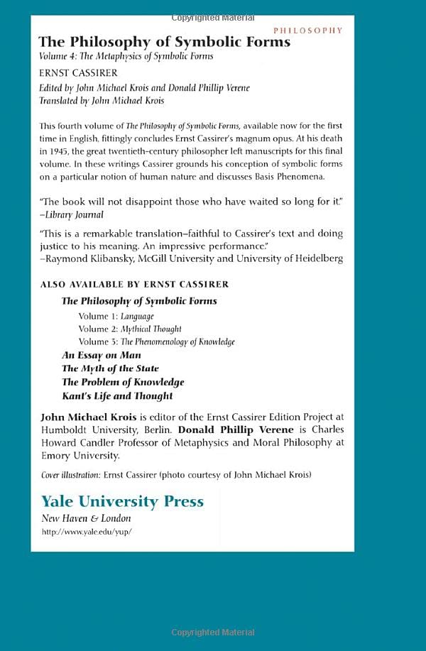 The Philosophy of Symbolic Forms: Volume 4: The Metaphysics of Symbolic Forms