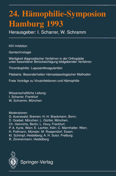 24. Hmophilie-Symposion: Hamburg 1993 (German Edition)