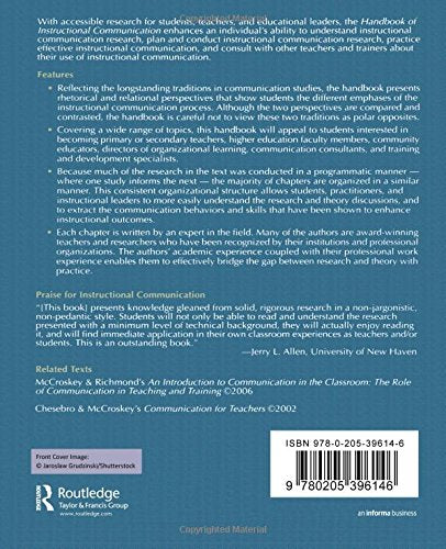 Handbook of Instructional Communication: Rhetorical and Relational Perspectives — back cover