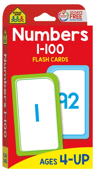 School Zone Numbers 1-100 Flash Cards: 56 Cards for Preschool & Kindergarten, Counting, Even & Odd Numbers, Skip Counting by 2s, 5s, 10s, Early Math Skills, Ages 4+