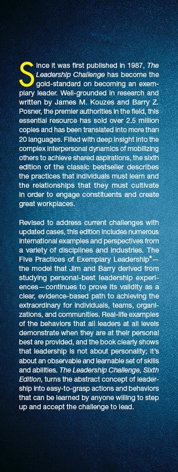 The Leadership Challenge: How to Make Extraordinary Things Happen in Organizations — back cover