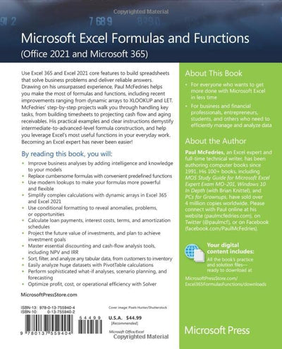 Microsoft Excel Formulas and Functions (Office 2021 and Microsoft 365) (Business Skills)