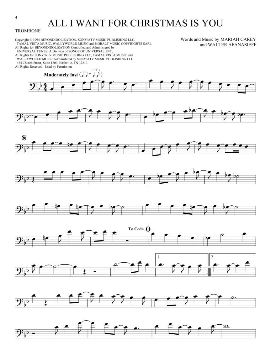 101 Christmas Songs Trombone Sheet Music Songbook  Holiday Favorites for Beginners Intermediate Players  Includes Silent Night Jingle Bells White Christmas Joy to the World