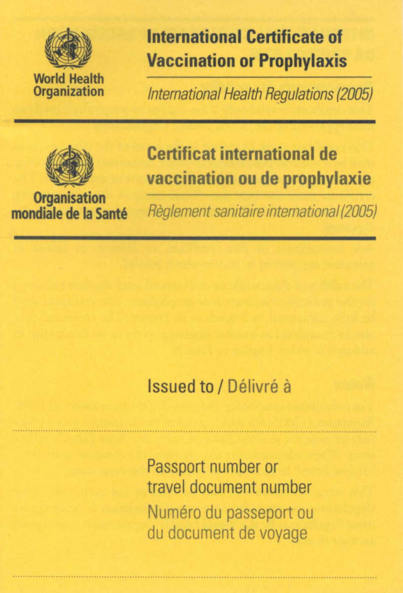 International Certificate of Vaccination with Vinyl