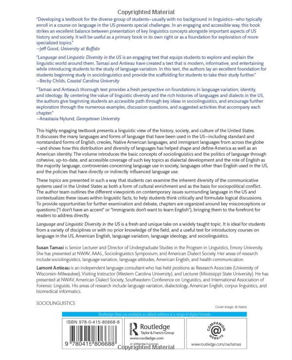 Language and Linguistic Diversity in the US: An Introduction