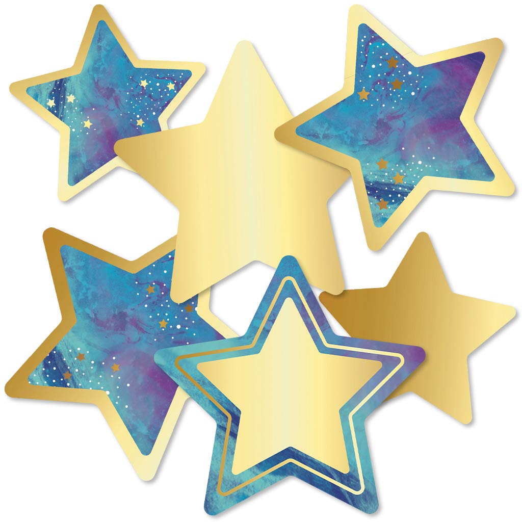 Carson Dellosa Galaxy 36 Stars Cutouts, Marble & Gold Star Cutouts for Bulletin Board and Classroom Décor, Galaxy Décor Classroom Cut-Outs, Space Décor Cutouts for Classroom Bulletin Board Decorations