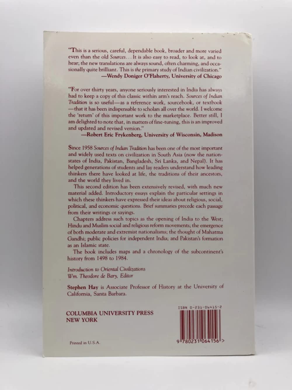Sources of Indian Tradition: Modern India and Pakistan (Vol. 2)