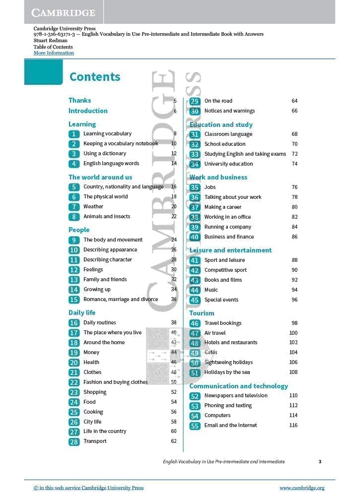 English Vocabulary in Use Pre-intermediate and Intermediate Book with Answers: Vocabulary Reference and Practice