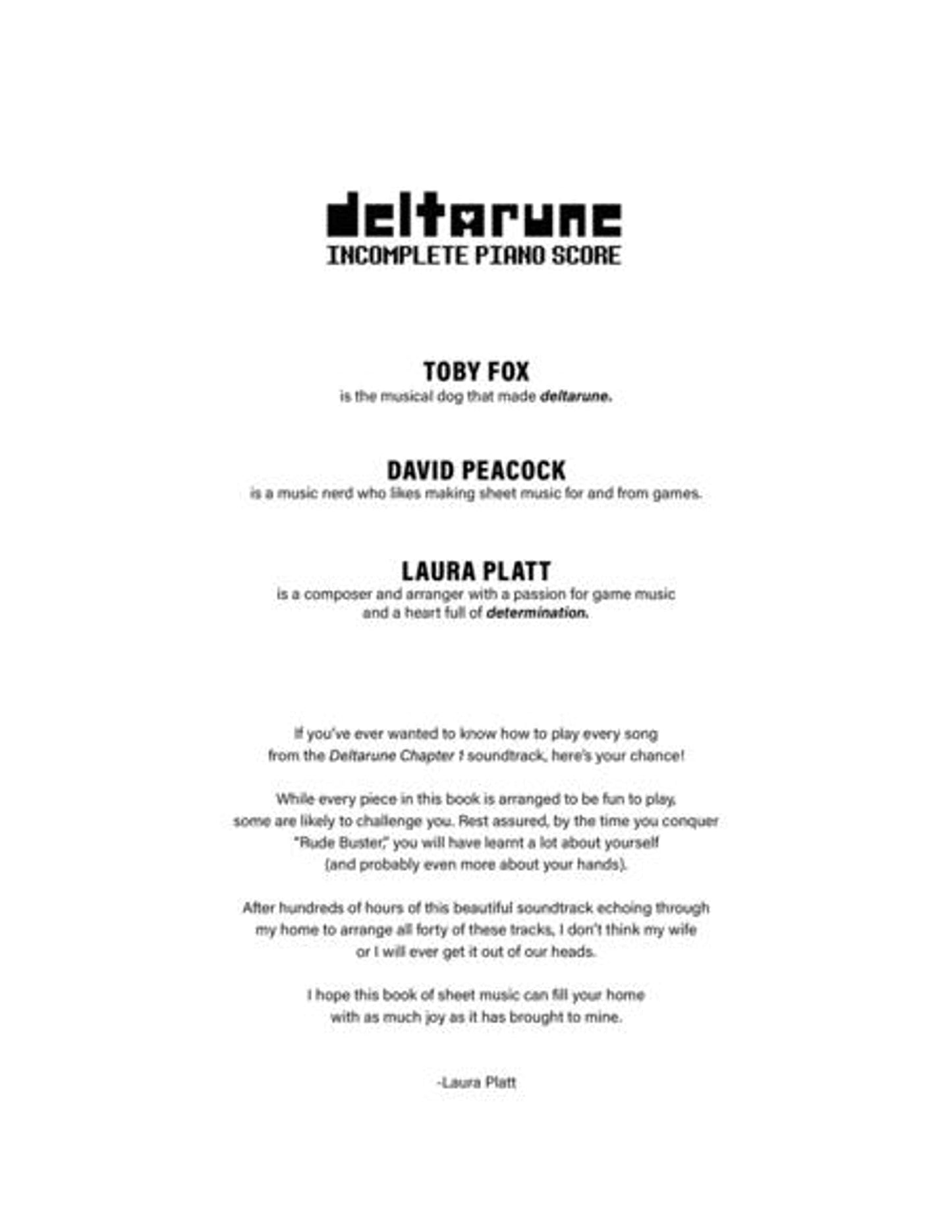 DELTARUNE Incomplete Piano Score - Sheet Music from DELTARUNE Game