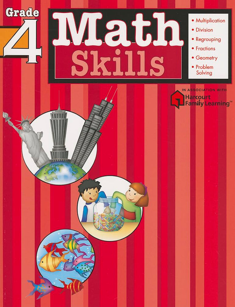 Math Skills: Grade 4 (Flash Kids Harcourt Family Learning)