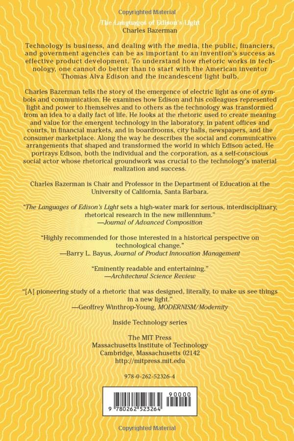 The Languages of Edison's Light (Inside Technology) (Inside Technology (Paperback))