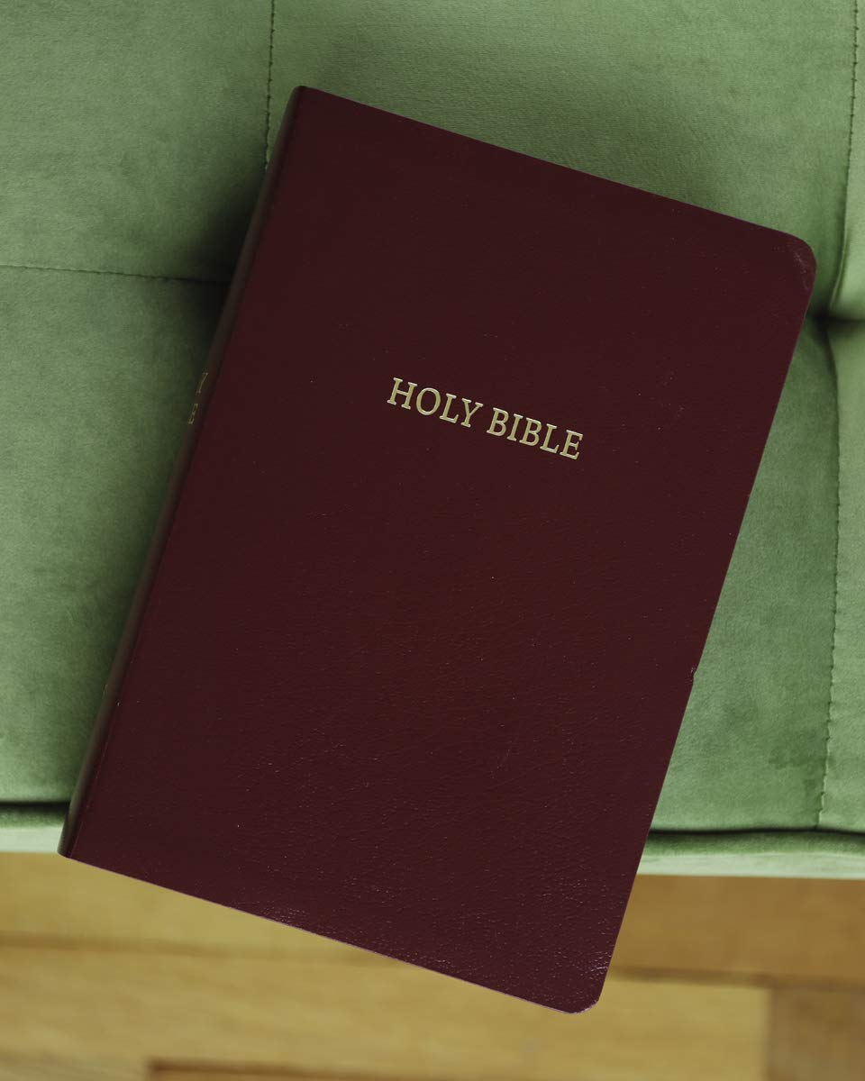 NIV, Reference Bible, Giant Print, Leather-Look, Burgundy, Red Letter, Thumb Indexed, Comfort Print