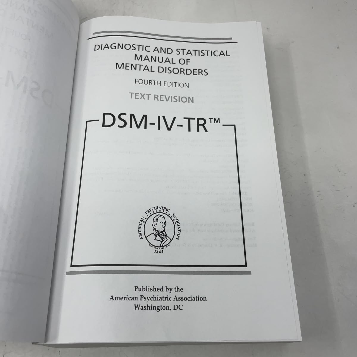Diagnostic and Statistical Manual of Mental Disorders, 4th Edition, Text Revision (DSM-IV-TR)