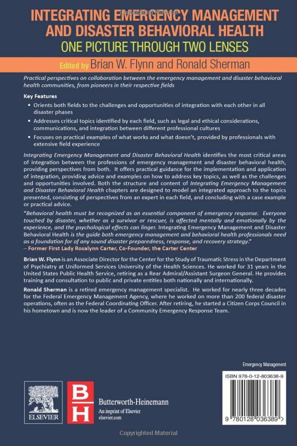 Integrating Emergency Management and Disaster Behavioral Health: One Picture through Two Lenses — back cover