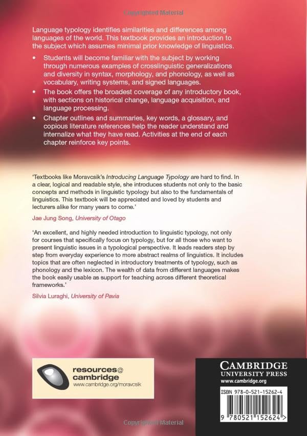 Introducing Language Typology (Cambridge Introductions to Language and Linguistics) — back cover