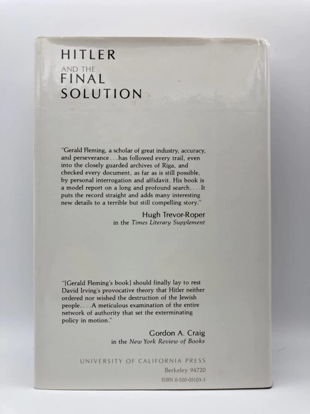 Hitler and the Final Solution by Gerald Fleming