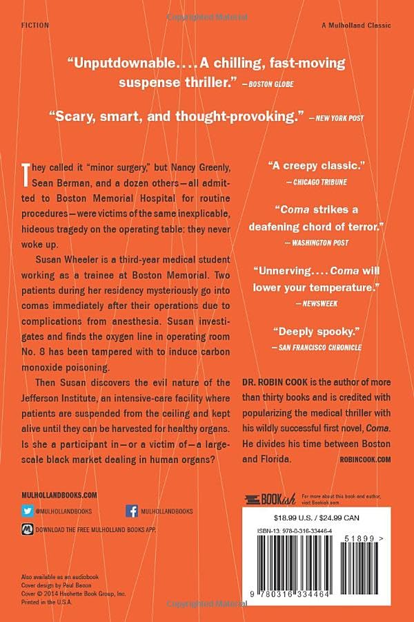 Coma (Mulholland Classic) — back cover