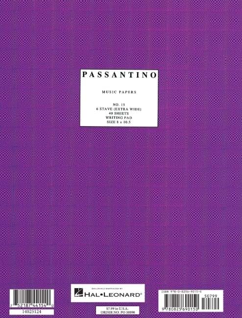 Writing Pad No. 15: 6-stave (Extra Wide): Passantino Manuscript Paper (Music Writing Pads)(fits 3 ring binder)