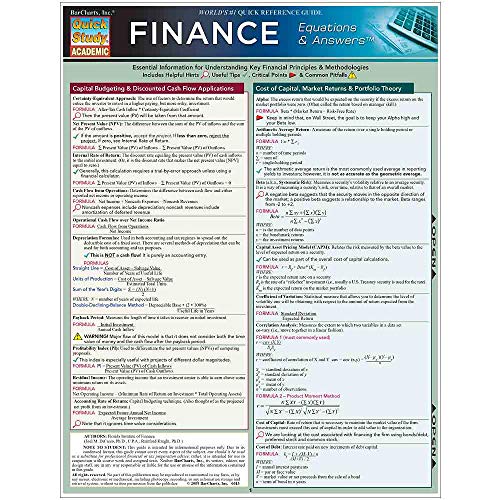 Finance Equations & Answers Laminated Reference Guide (QuickStudy Academic)
