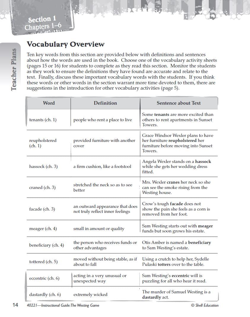 The Westing Game: An Instructional Guide for Literature - Novel Study Guide for 4th-8th Grade Literature with Close Reading and Writing Activities (Great Works Classroom Resource)