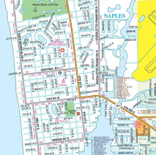 Naples / Marco Island / Bonita Springs / Collier County, Florida Street Map