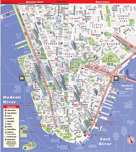 StreetSmart NYC Map Downtown Edition by VanDam-Laminated pocket city street map of Manhattan w/ all attractions, museums, sights, hotels, theaters & ... 2024 Edition)