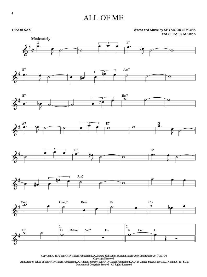 101 Jazz Songs: Tenor Sax