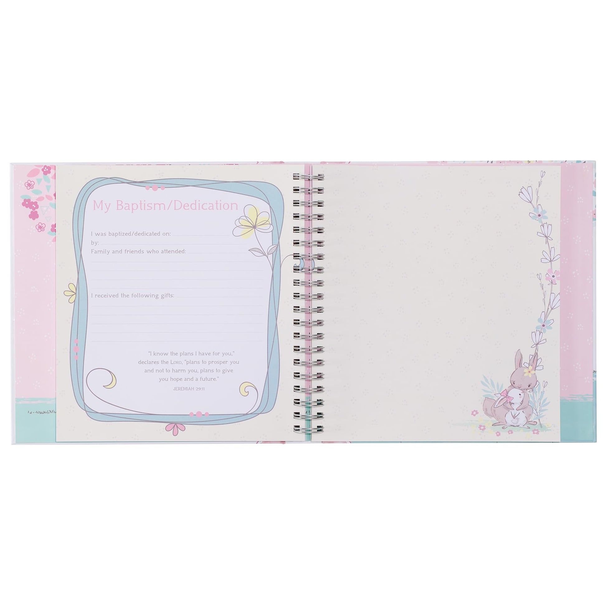 Christian Art Gifts Girl Baby Book of Memories Pink Keepsake Photo Album Our Baby Girl's First Year Memory Book Baby Book with Bible Verses