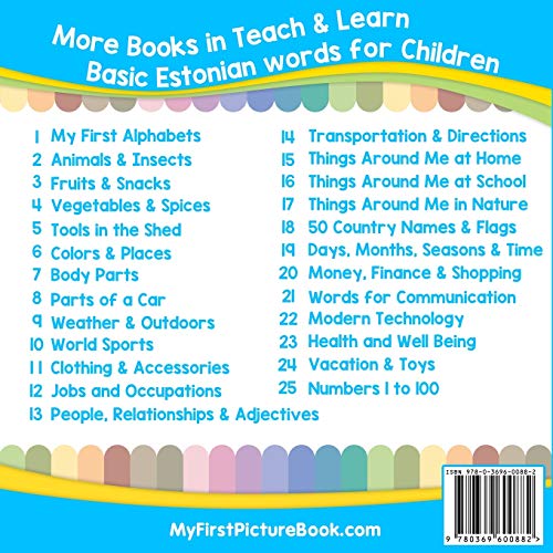 My First Estonian Alphabets Picture Book with English Translations: Bilingual Early Learning & Easy Teaching Estonian Books for Kids (Teach & Learn Basic Estonian words for Children)