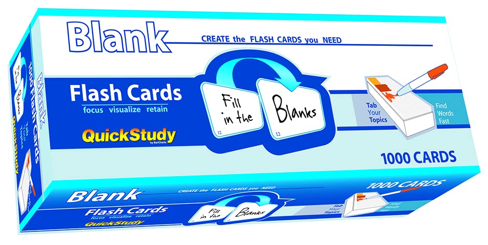 Blank Flash Cards - 1000 Cards: - a QuickStudy Reference Tool