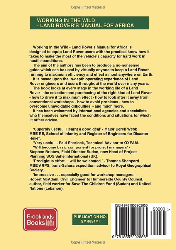Working in the Wild Land Rover's Manual for Africa: SMR684MI (Working in the Wild: Manual for Africa)