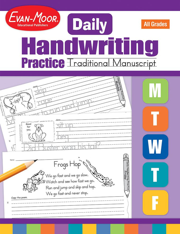 Evan-Moor Daily Handwriting Practice Traditional Manuscript, Kindergarten-Grade 6, Homeschooling and Classroom Resource Workbook, Penmanship, Writing, Letter Placement, Spacing, Alphabet Synonyms