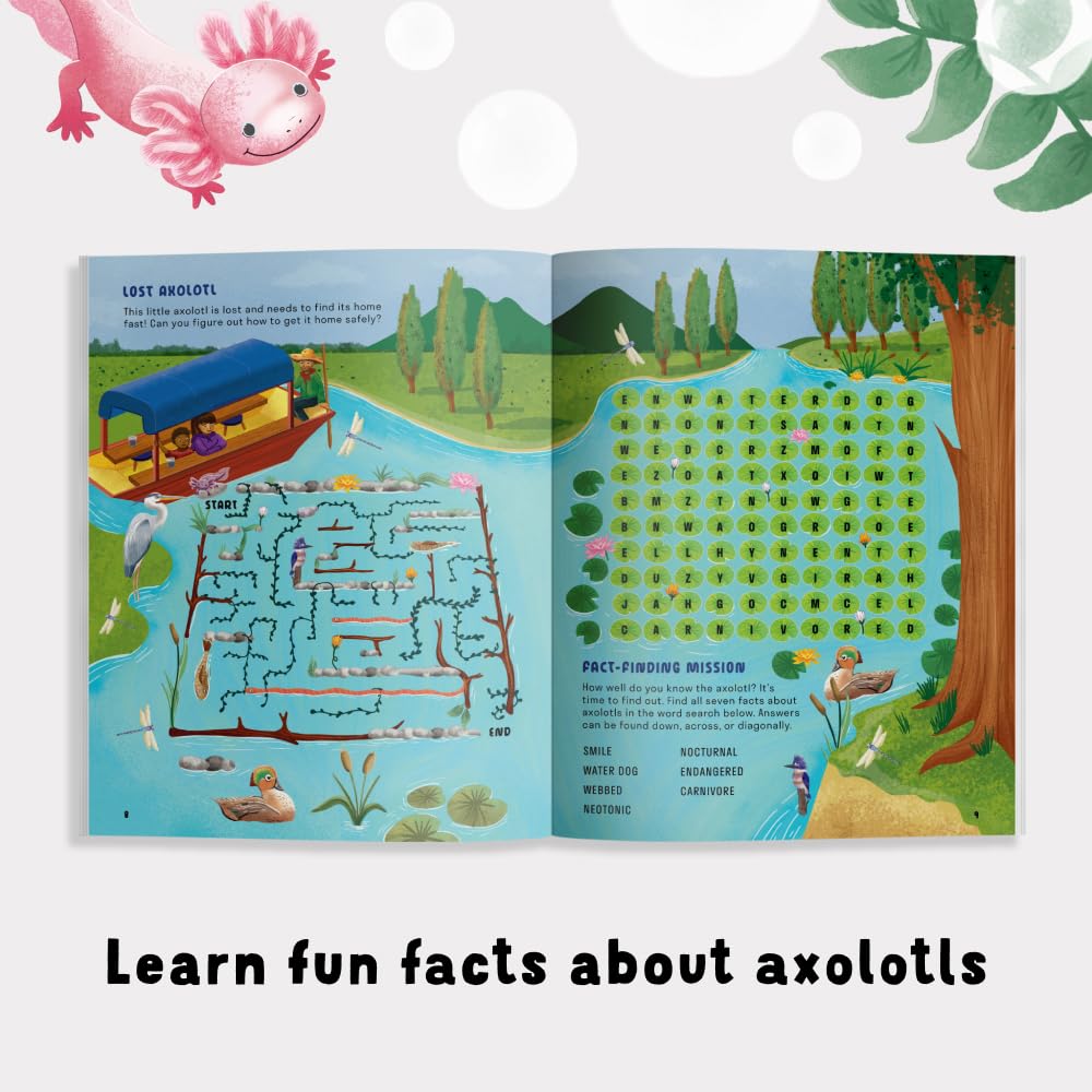 Amazing Axolotls: An Activity Book for Kids with Coloring, Mazes, Crosswords, and More