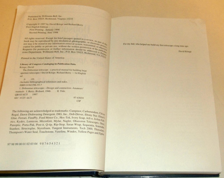 The Dobsonian Telescope: A Practical Manual for Building Large