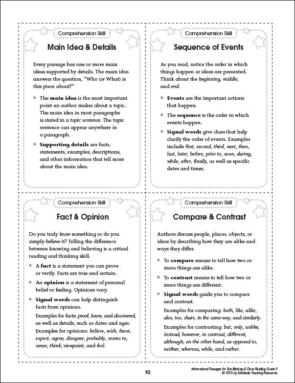 Informational Passages for Text Marking & Close Reading: Grade 5: 20 Reproducible Passages With Text-Marking Activities That Guide Students to Read Strategically for Deep Comprehension