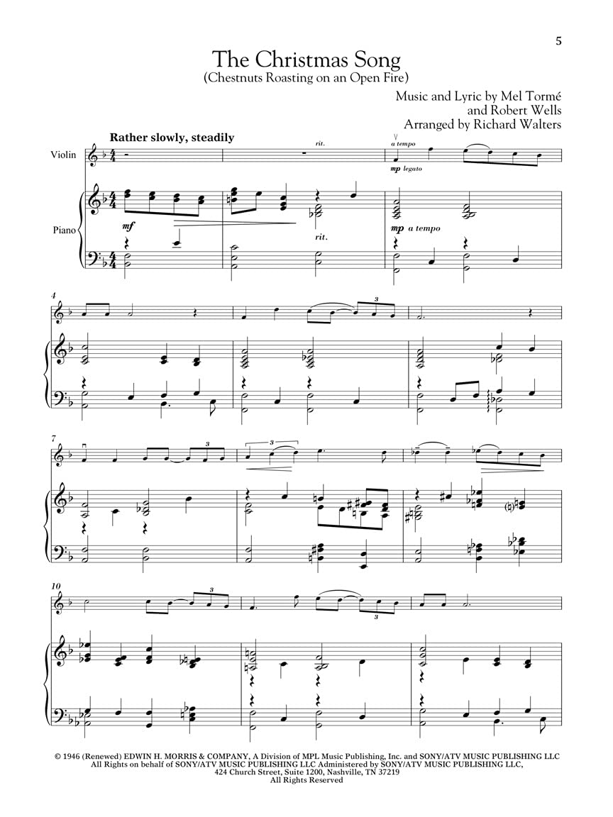 Christmas Songs for Classical Players - Violin and Piano 12 Holiday Favorites With online audio of piano accompaniments