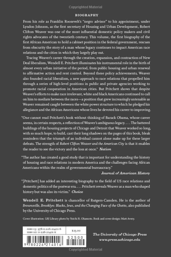 Robert Clifton Weaver and the American City: The Life and Times of an Urban Reformer
