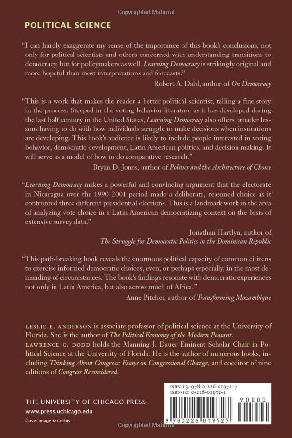 Learning Democracy: Citizen Engagement and Electoral Choice in Nicaragua, 1990-2001