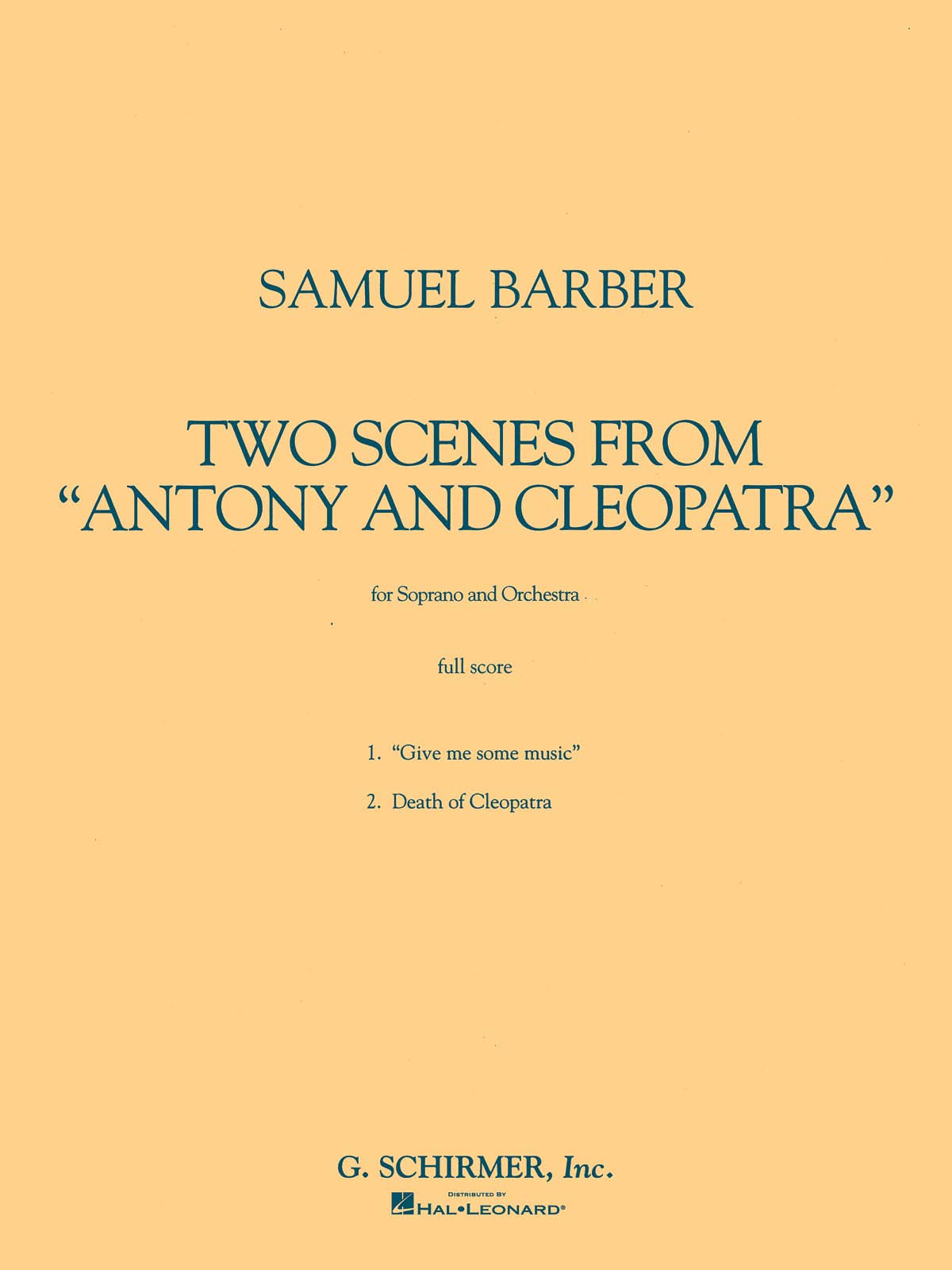 Two Scenes from Antony and Cleopatra: Study Score