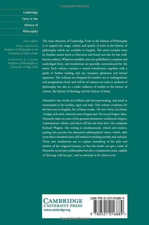 Nietzsche: Anti-Christ, Ecce Homo: And Other Writings (Cambridge Texts in the History of Philosophy)