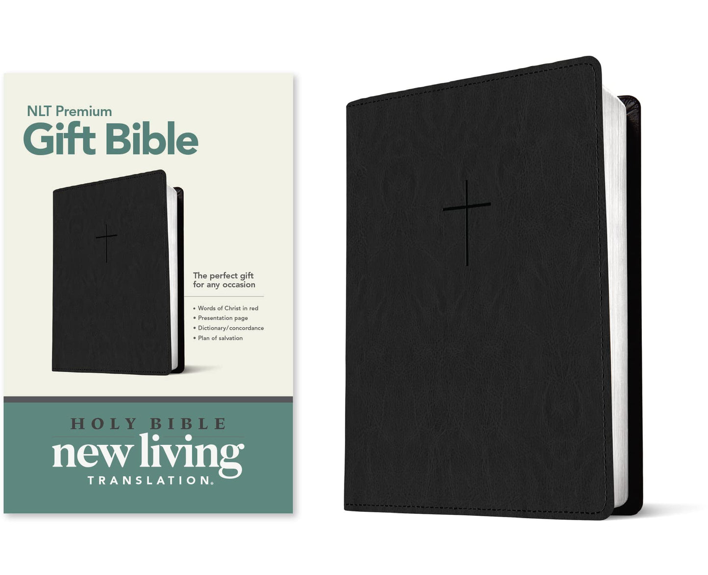 Premium Gift Bible NLT (LeatherLike, Classic Black, Red Letter)