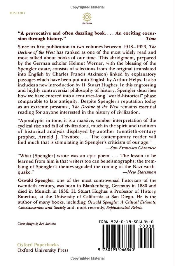 The Decline of the West (Oxford Paperbacks) by Spengler, Osw