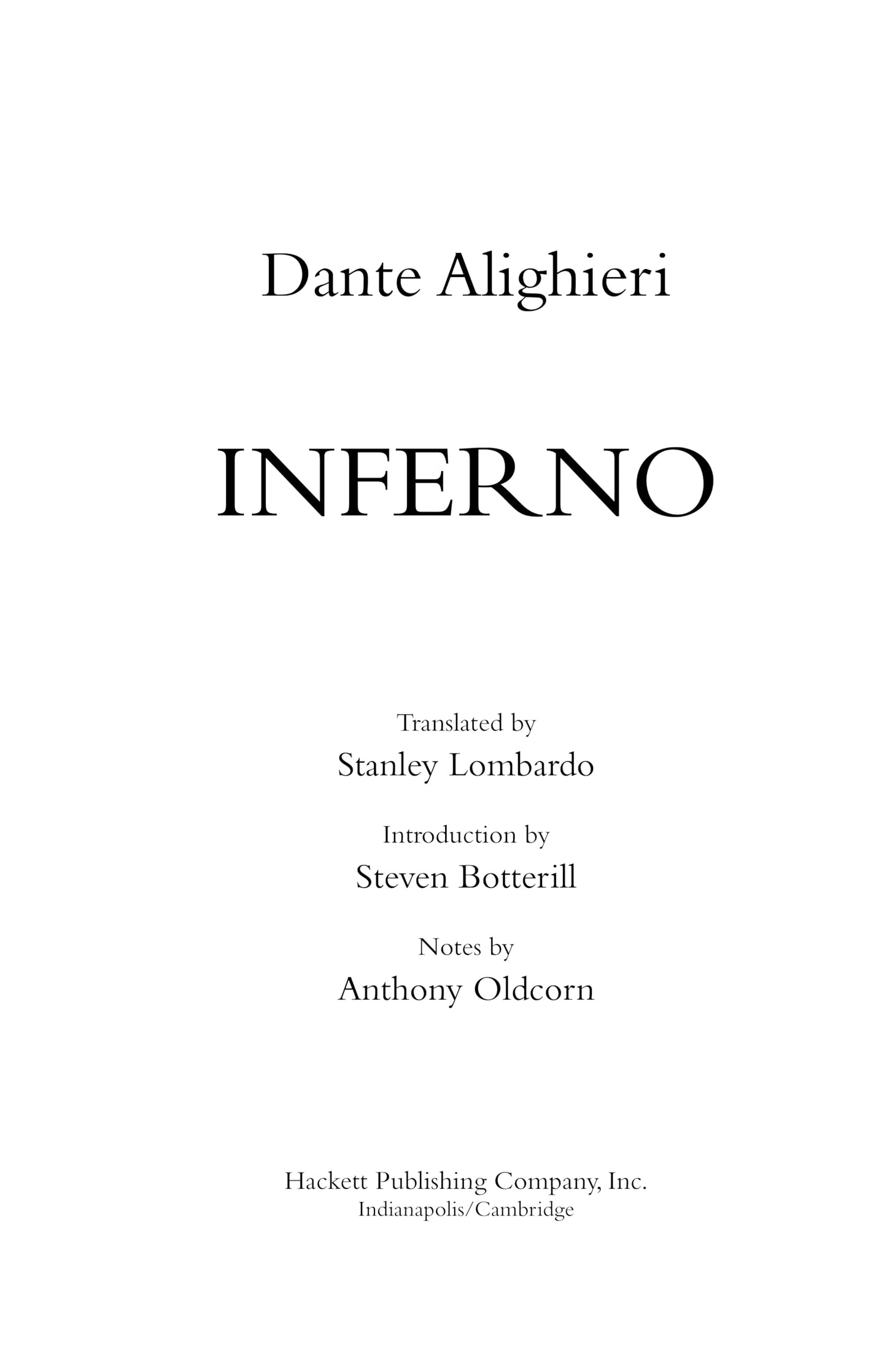 Inferno (Hackett Classics) (English and Italian Edition)