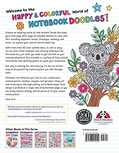 Notebook Doodles Wild Animals: Coloring & Activity Book (Design Originals) 32 Fun Designs of Zebras, Elephants, Lions, Tigers, and More - Beginner-Friendly Inspiring Art Activities on Perforated Paper