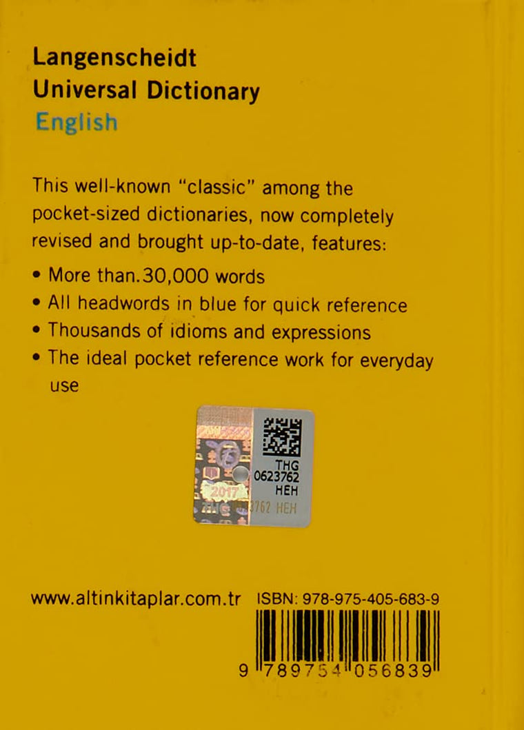 Langenscheidt English-Turkish, Turkish-English Universal Dictionary — back cover