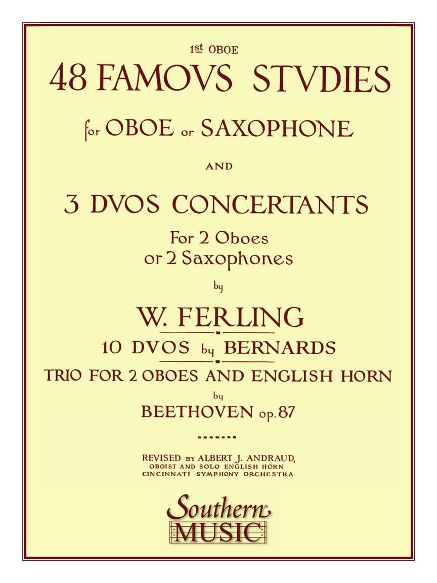 48 Famous Studies, (1st and 3rd Part): Oboe - Melodious Etudes with Oboe and Saxophone Sheet Music - Oboe and Saxophone Duet Book with 3 Duos Concertants