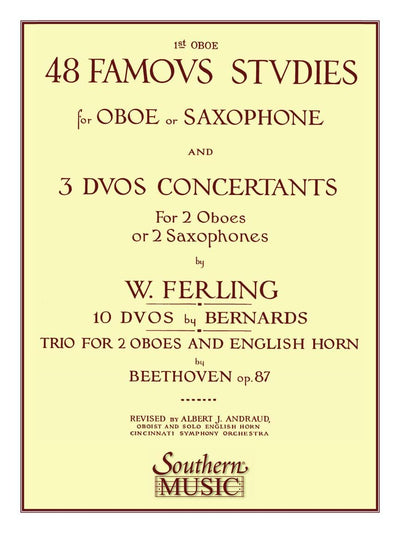 48 Famous Studies, (1st and 3rd Part): Oboe - Melodious Etudes with Oboe and Saxophone Sheet Music - Oboe and Saxophone Duet Book with 3 Duos Concertants