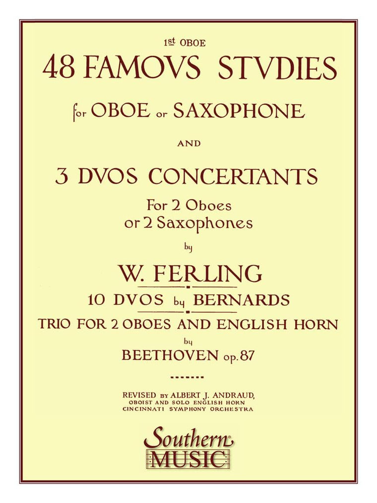 48 Famous Studies, (1st and 3rd Part): Oboe - Melodious Etudes with Oboe and Saxophone Sheet Music - Oboe and Saxophone Duet Book with 3 Duos Concertants