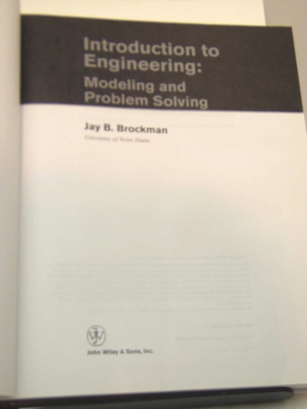 Introduction to Engineering: Modeling and Problem Solving