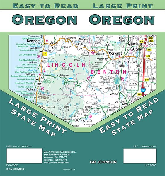 Oregon Large Print State Map